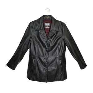 Wilson Leather Blazer Style Black Leather Jacket Women’s Size Large Button Front